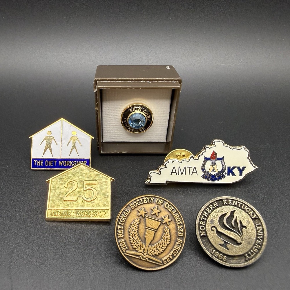 Vintage Health Wellness Recognition Pins Diet Workshop AMTA Skin Care Committee